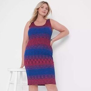 Lane Bryant Sleeveless Scoop Neck Space Dye Sweater Dress Purple Blue‎ 14/16